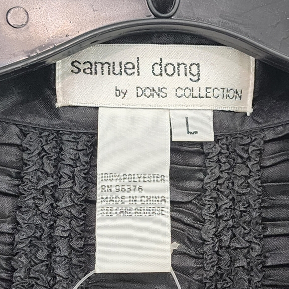 Samuel Dong Women's Retro Textured Crinkle Button Front Lightweight Top - L - Picture 3 of 8